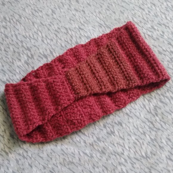 Handmade Crochet Maroon Headband w/ Crochet Flower - Picture 9 of 9